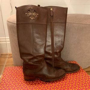 Tory Burch Brown Leather Riding Boots